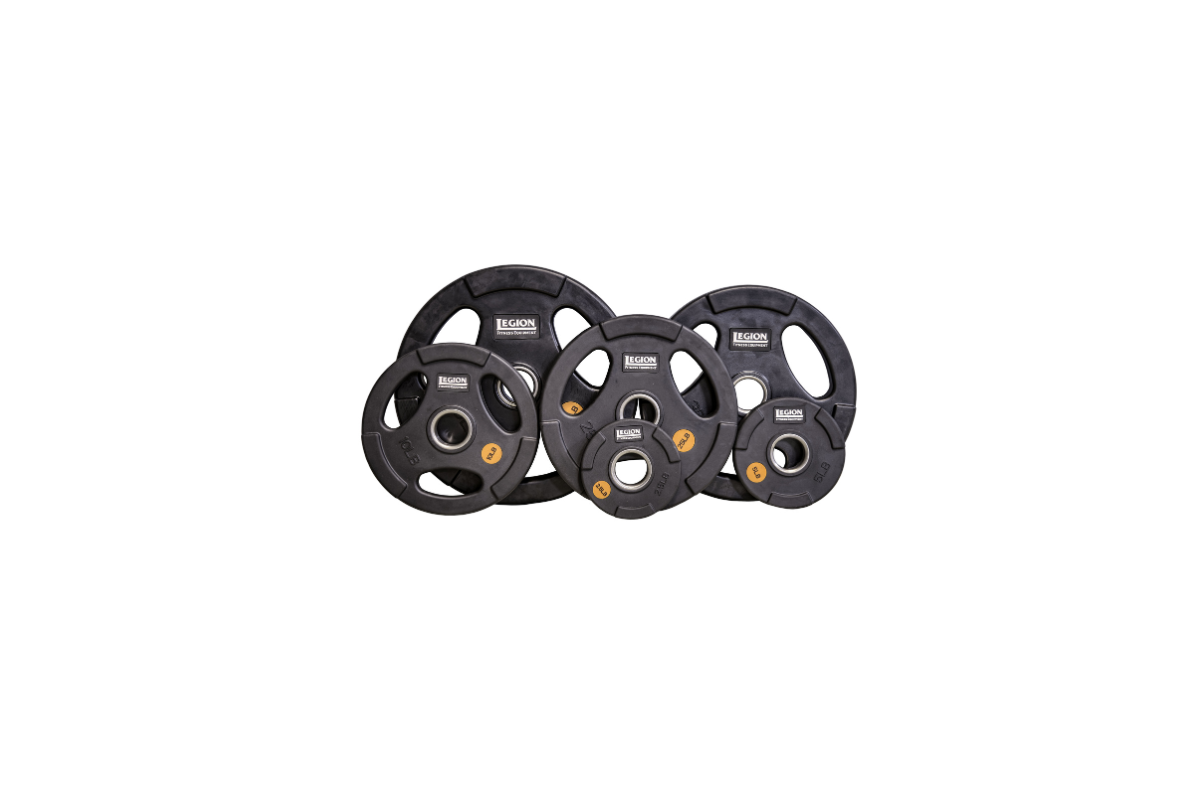 Check out the Legion 255 lb Olympic Rubber Grip PLate Set!