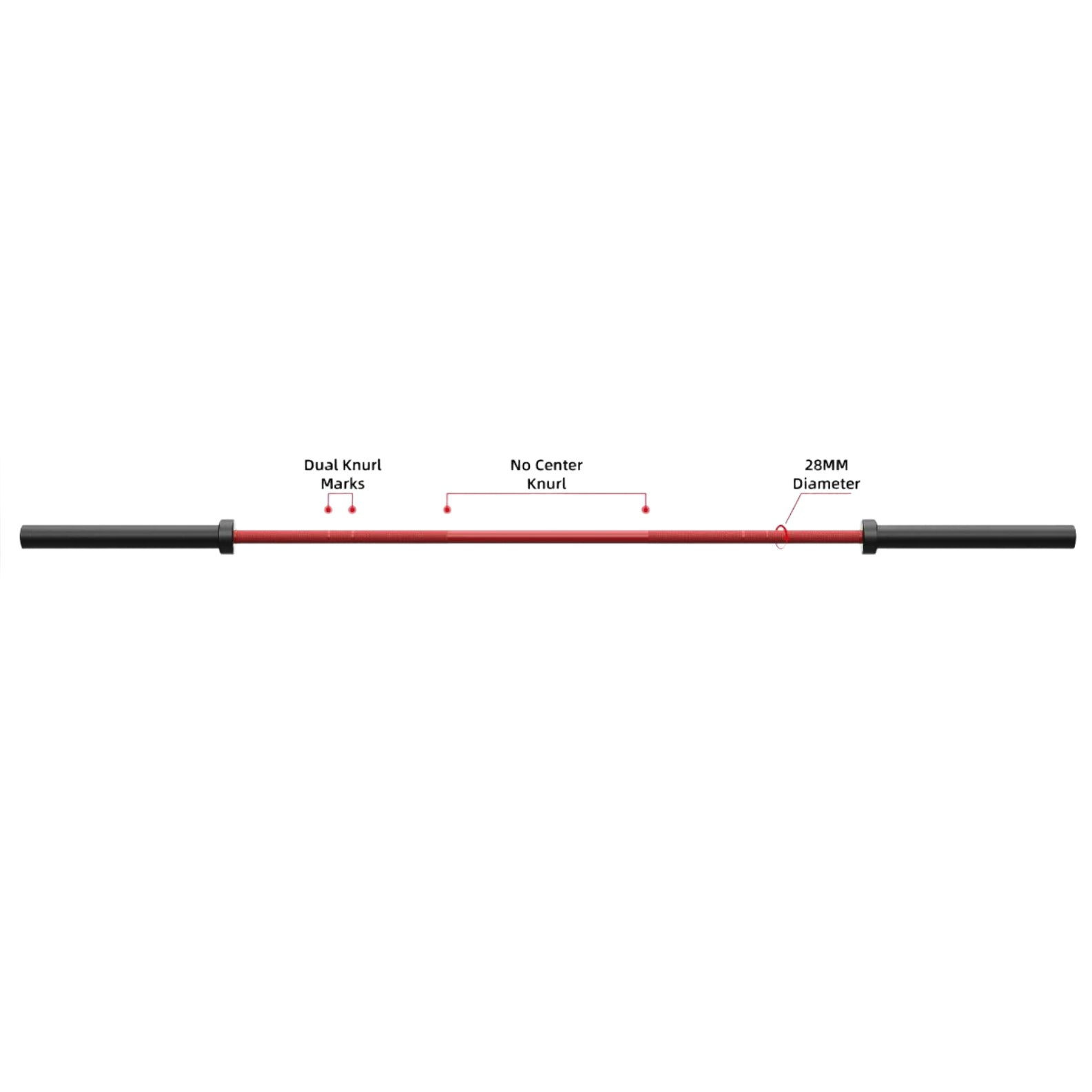 Legion 7' Olympic Power Bar - 2,000lb, 28mm, Red Ceramic